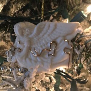 Elegant White and Gold Angel Ornament